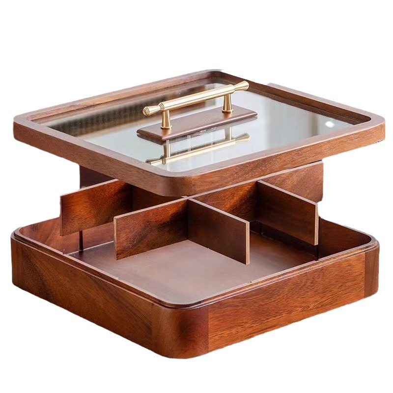 Nueva madera jiugongge caja de fruta seca hogar salón fruta merienda plato té postre tuerca