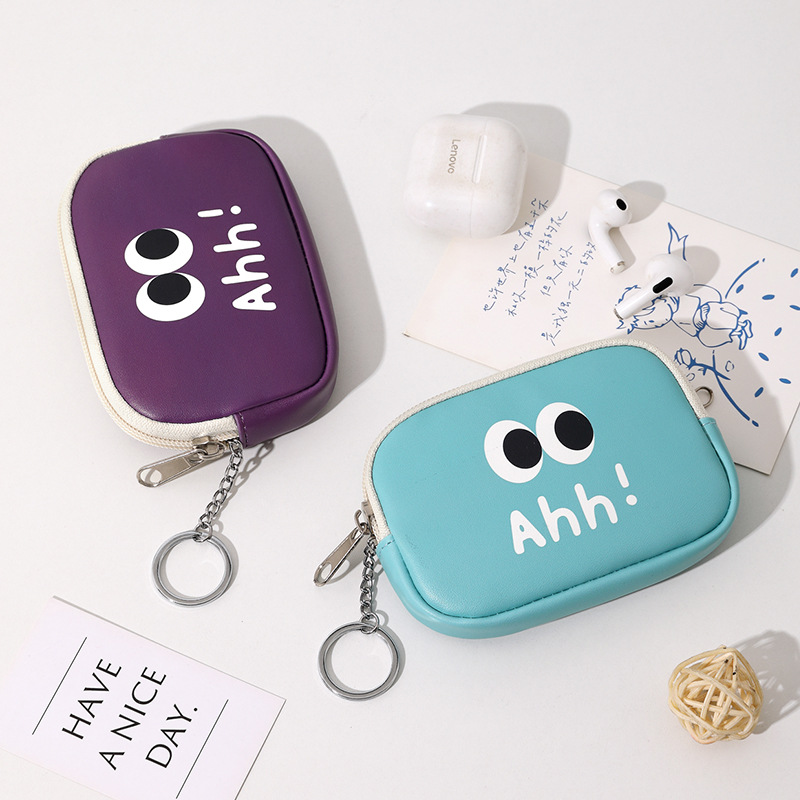 Nuevo dibujo animado lindo bolso de cambio de cuero suave mini bolso de monedas nicho diseño en bolso de almacenamiento de cuero suave mujer