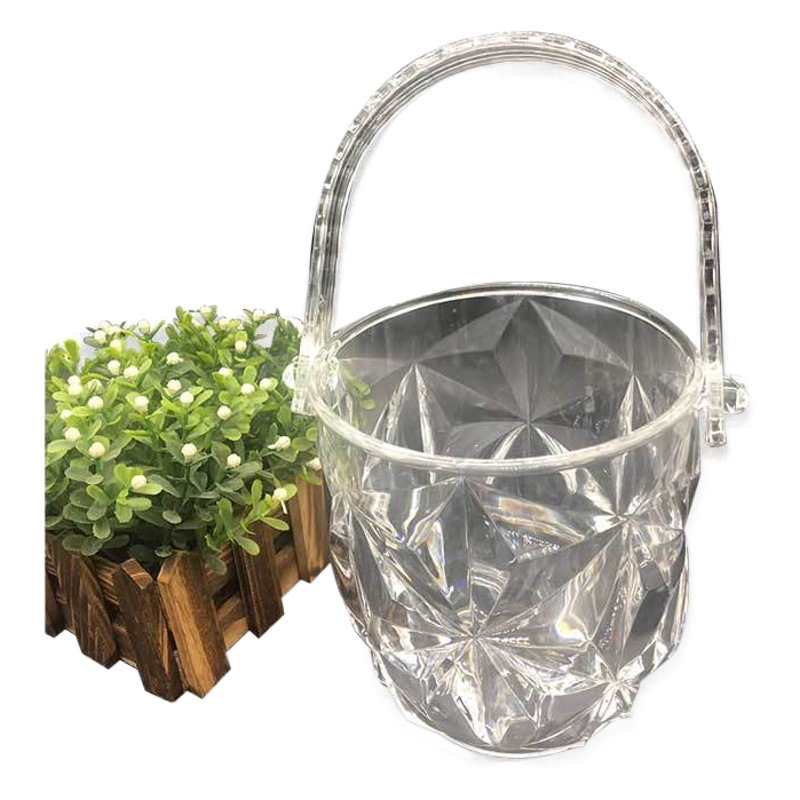 In-Stock Plastic Diamond-Patterned Ice Bucket, Modern Minimalist Colorful Ice Cube Container, Ice Bucket with Ice Tongs, Bar Ice Bucket