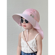 儿童帽子大帽檐宝宝夏款披肩防晒帽防紫外线女宝遮阳帽女童渔夫帽