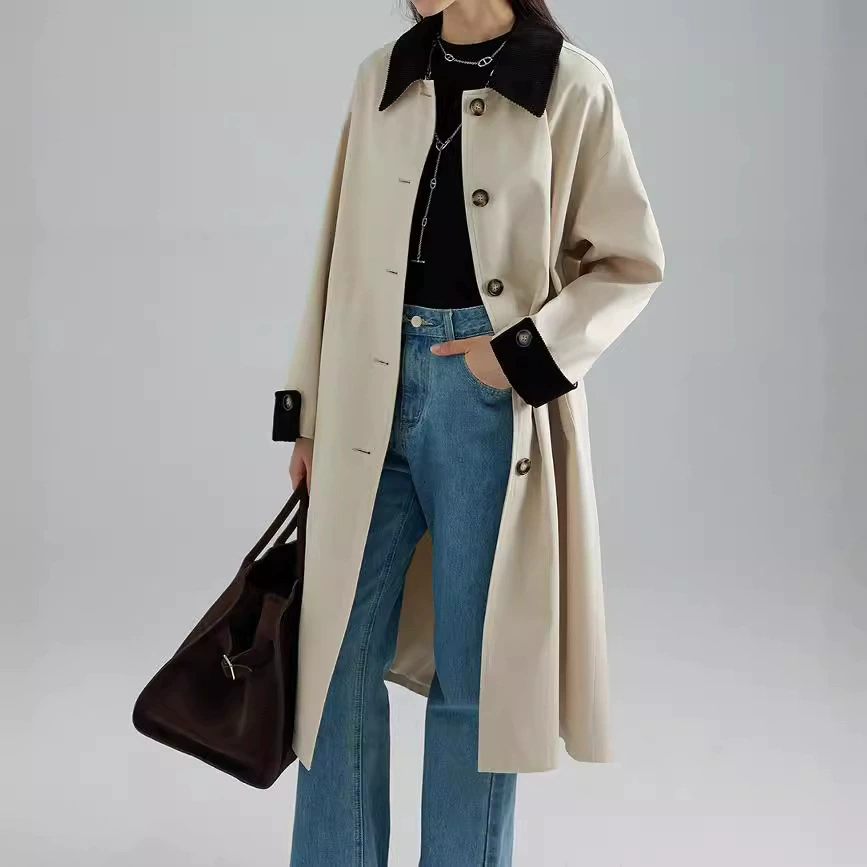Демисезонный длинный тренчкот, куртка, plus size, средней длины, oversize