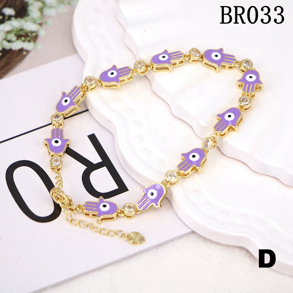 fashion color drip enamel inlaid zircon palm demon eye bracelet