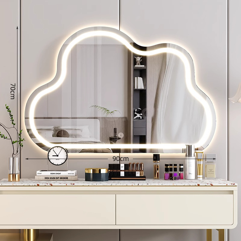Espejo de maquillaje de nube 2025 nuevo espejo tocador dormitorio escritorio pared colgante led inteligente espejo de tocador con luz