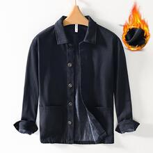 L132 秋冬季新款男士纯色苎麻夹克外套复古翻领棉麻上衣 一件代发