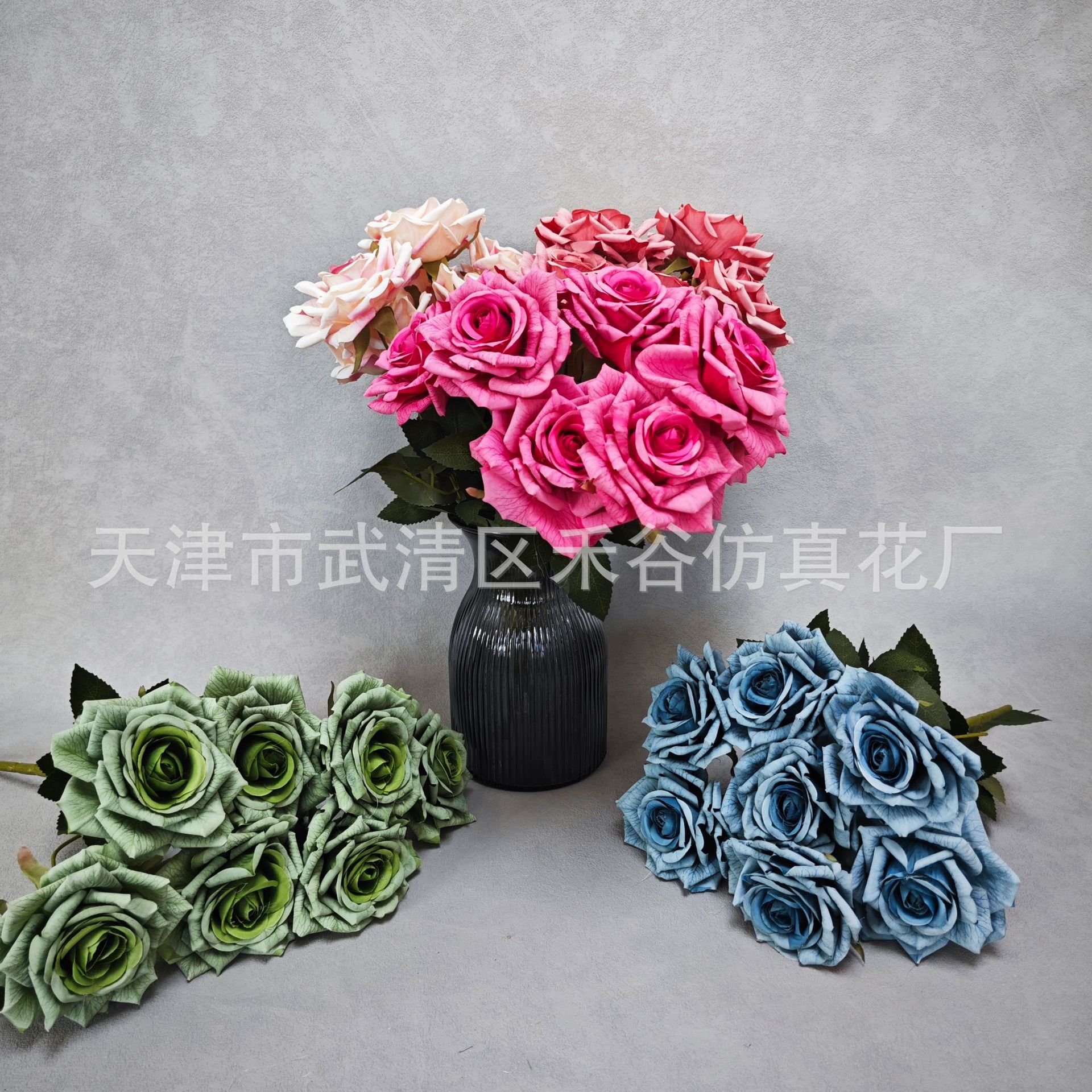 7 헤드 카푸치노 컬링 로즈 그물 레드 레트로 장미 홈 장식 웨딩 홀 레이아웃 가을 장미