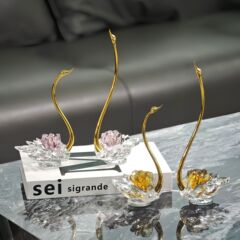 水晶天鹅摆件创意客厅玄关酒柜电视柜橱窗女生结婚礼物家居装饰品
