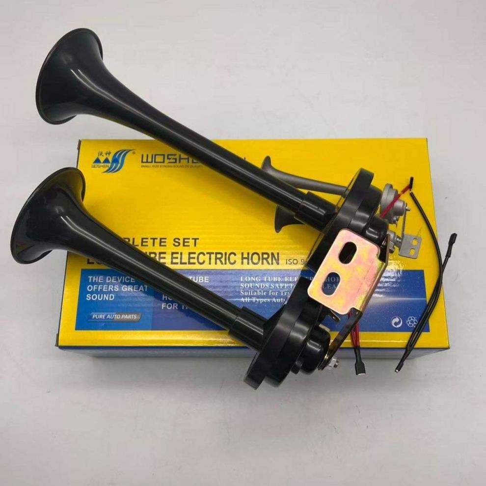 Long Tube Electric Horn Modified with High-Pitched Speaker for Electric Tricycle, Dual Tube Electric Horn with High Volume 12V/24V