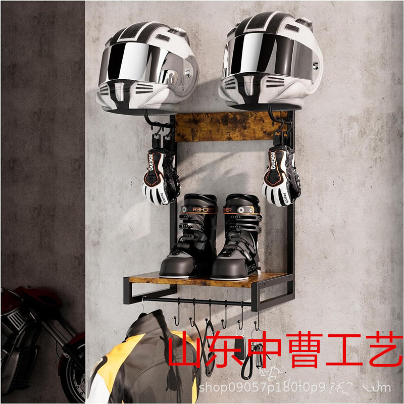 Wooden Motorcycle Helmet Holder, Home Wall-Mounted Tactical Equipment Organizer, Multi-Purpose Motorcycle Leather Jacket Hanger
