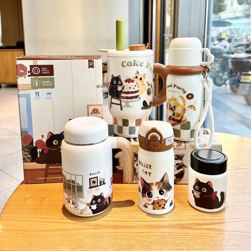 迪乐贝尔猫咪不锈钢学生保温杯女生高颜值猫咪新款便携迷你口袋杯|undefined