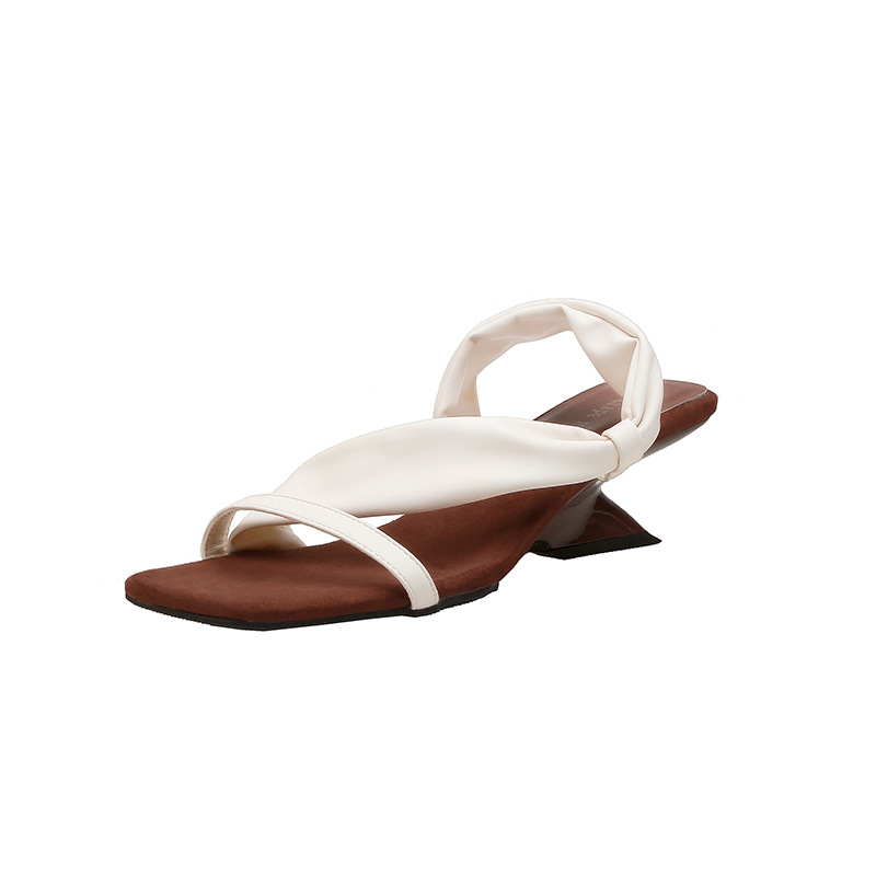 El nuevo tacón de verano de Grape Mom tiene 5,5 cm de altura ~ Temperamento cabeza cuadrada con punta abierta sandalias y pantuflas de cuña de tacón grueso mujeres