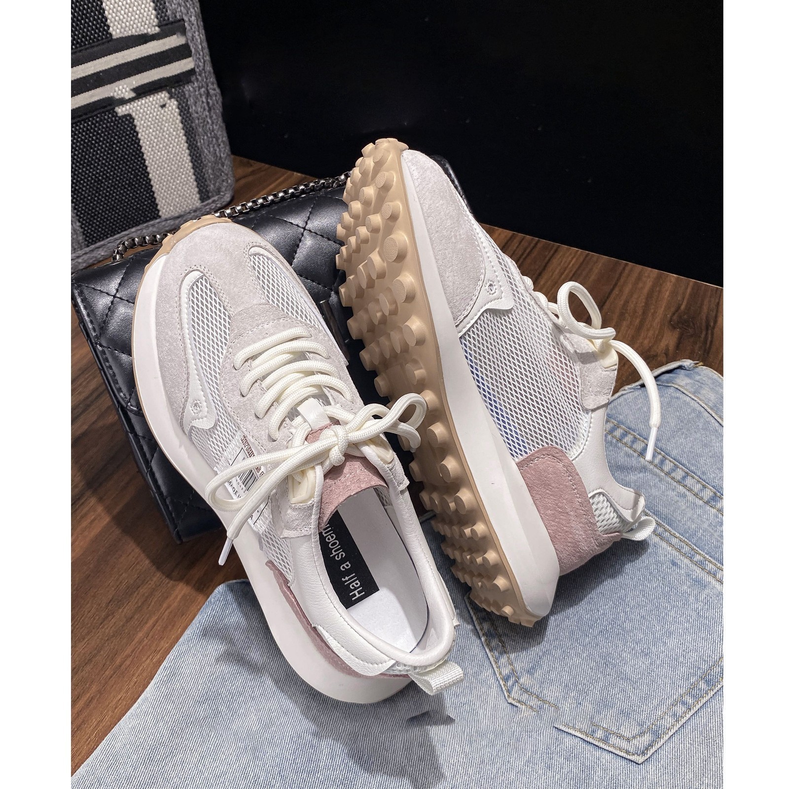 Waffle Cool Archan Shoes mujer a través de la red verano 2025 nuevos zapatos de red transpirables de malla sandalias de papá deportivas ligeras