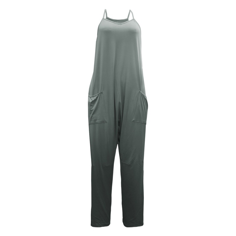 2285 estilo de estación independiente, pantalones de Amazon para mujeres europeas y americanas, tirantes de bolsillo, monos sueltos, mujeres