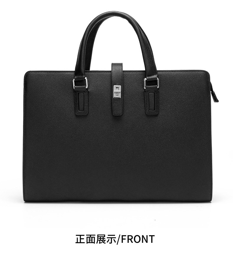 Cặp da nam da bò thật đeo vai đựng laptop 15.6 inch cao cấp sang trọng — Da bò lớp đầu họa tiết kim cương chi tiết 19