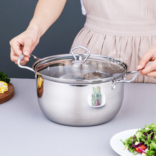 Stainless Steel Korean Style Soup Pot 24C Kitchen Cookware Electric Stove Stew Pot Bank Insurance New Year's Gift