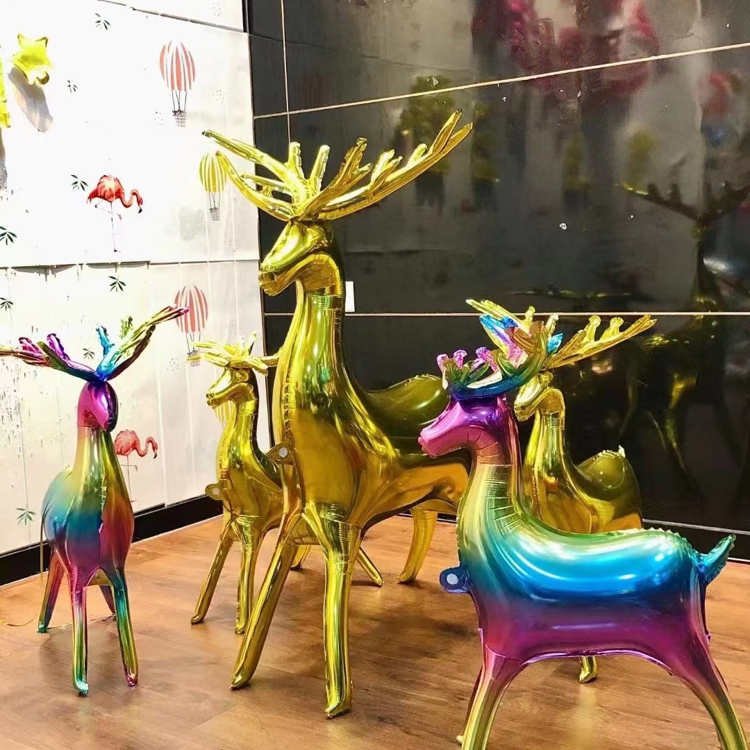 圣诞麋鹿金色组装麋鹿铝箔气球小鹿气球独立包装组装小鹿