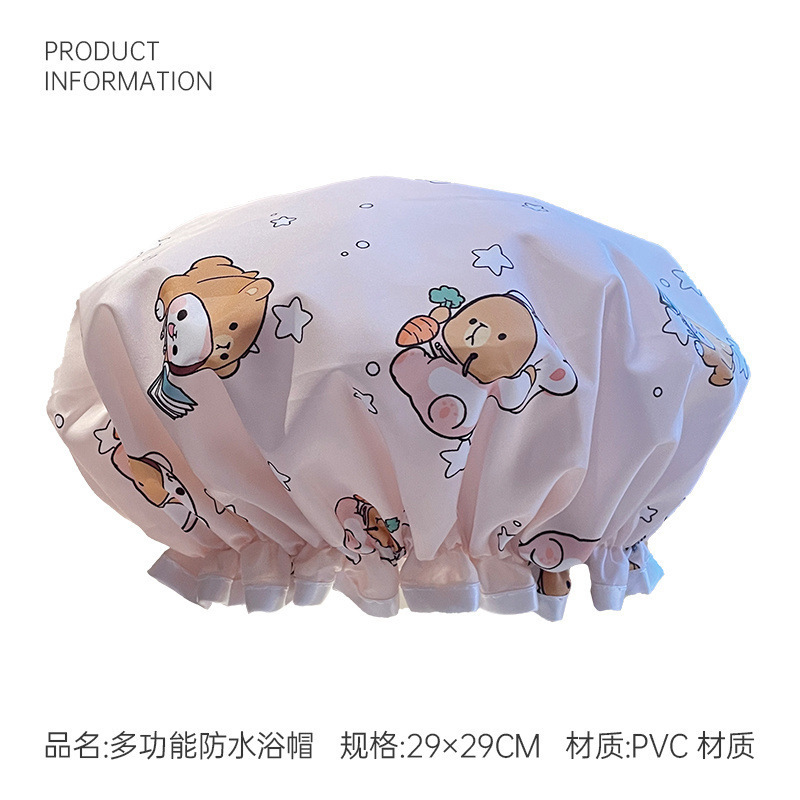 浴帽防水洗澡帽家用沐浴新款防湿头发套厨房防油烟加厚双层|undefined