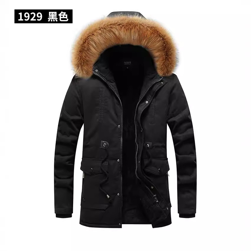 Transfronterizo 2023 otoño y invierno nuevo algodón lavado con agua grueso abrigo de cuello de cabello grande bolsas de comercio exterior ocio suelto abrigo para hombres
