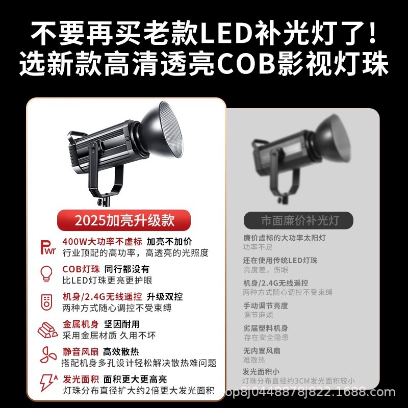 400W прожектор для стрима COB, студийный свет, софтбокс, глубокая рассеивающая решётка, сверхъяркий