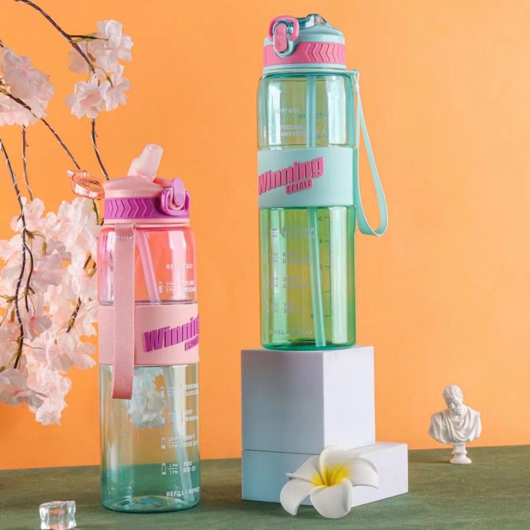 Botella deportiva de gran capacidad – Resistente al calor – Con pajilla para estudiantes y gimnasio