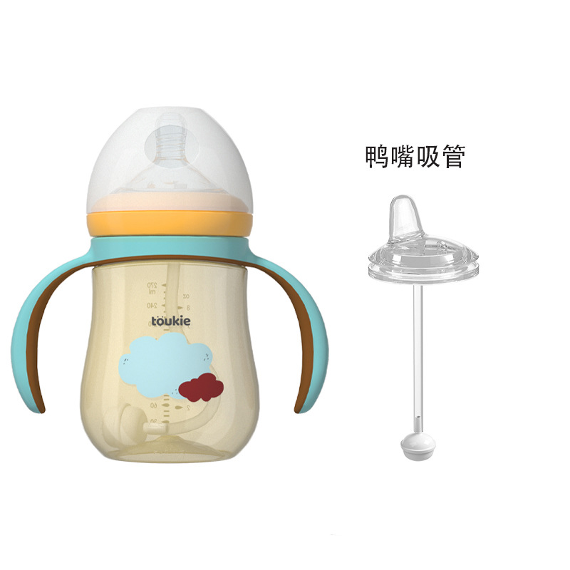 Tookie travieso de ancho calibre PPSU biberón con mango paja recién nacido infantil anti-flatulencia bebé suministros