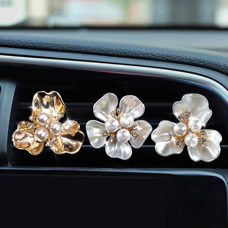 Flor de perla Salida de aire del coche Clip de aromaterapia Aire acondicionado del coche Salida de aire Clip de perfume Accesorios de coche Decoración
