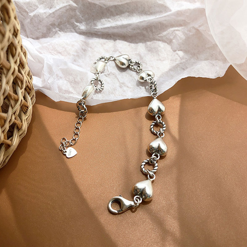 Retro heart circle stitching bracelet female niche design braided chain heartshaped braceletpicture9