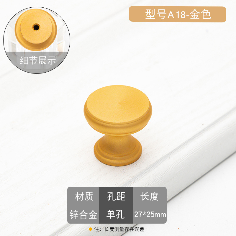 Nuevo cajón solo agujero manija gabinete Oro Negro redondo gabinete mesita de noche aleación de zinc armario puerta manija