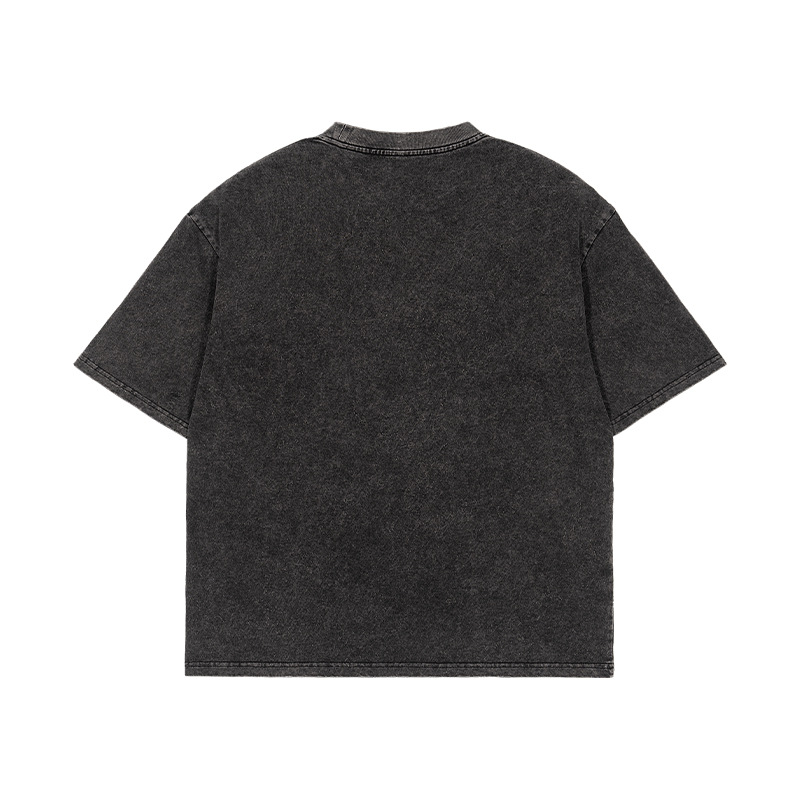 ETAI Hombre| Marca de tendencia transfronteriza pesada lavada con agua para hacer viejas camisetas retro estadounidenses de color sólido sueltas de hombro para hombres mangas cortas image 6