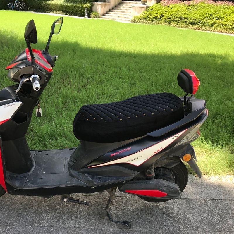 Electric Scooter Motorcycle Seat Cushion Cover Battery Car Flannel Winter Warm Seat Cushion Cover Autumn and Winter Style
