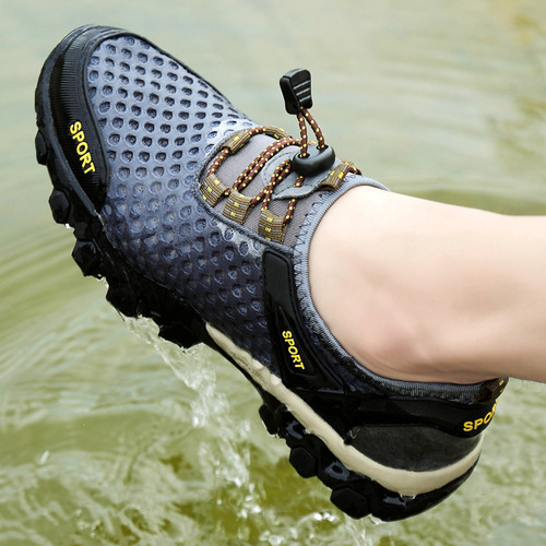 Cross-border summer shoes for men, breathable casual mesh sports shoes, hollow mesh outdoor hiking shoes, sports hiking shoes