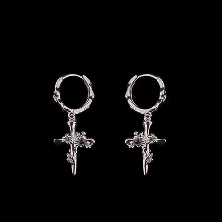 Серебряные маленькие дизайн-брендовые серьги для мужчин и женщин