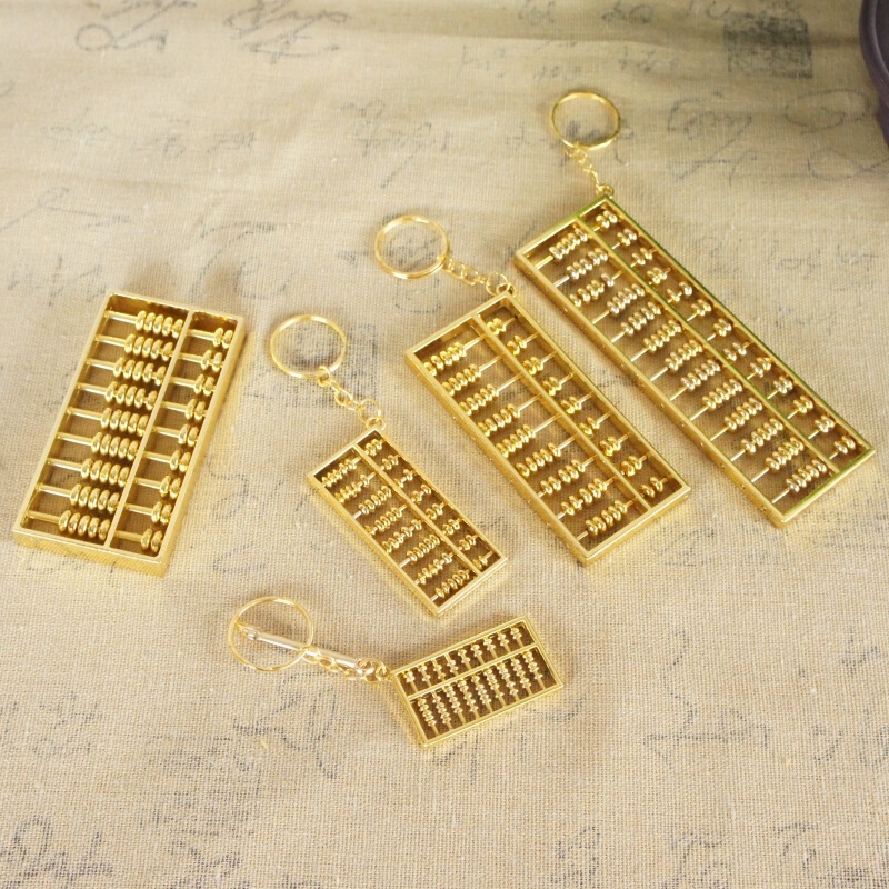 Special price factory straight hair abacus keychain lucky zinc alloy gold-plated daily ornaments crafts travel gold operator