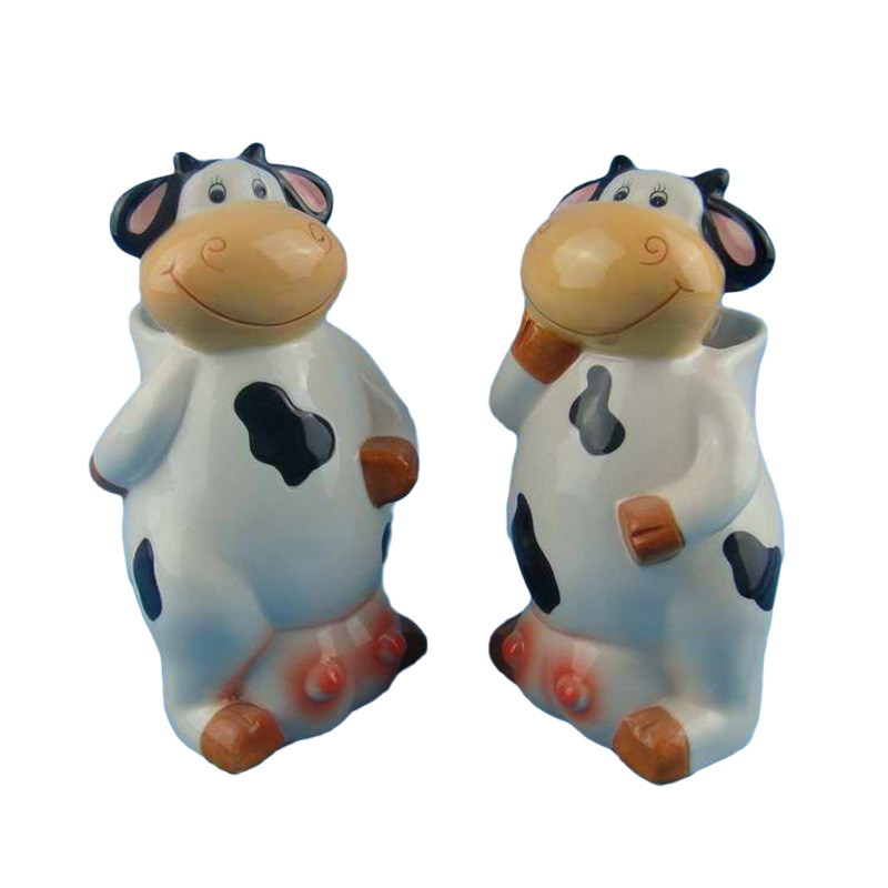 Herramientas de cerámica para vacas, insertos para comidas de dibujos animados, vajillas para vacas creativas, insertos para comidas de cerámica pintados de dolomita