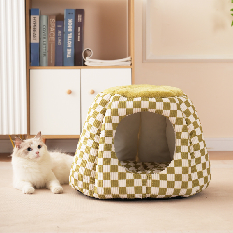 新型猫小屋冬保温四季通用閉鎖型犬小屋小型犬ネット赤防寒猫屋冬モデルが厚くなった|undefined