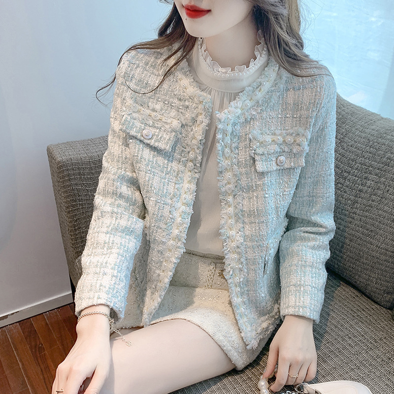2024 Spring and Autumn New French Style Versatile Socialite Chanel-Inspired Heavy Tweed Jacket for Women