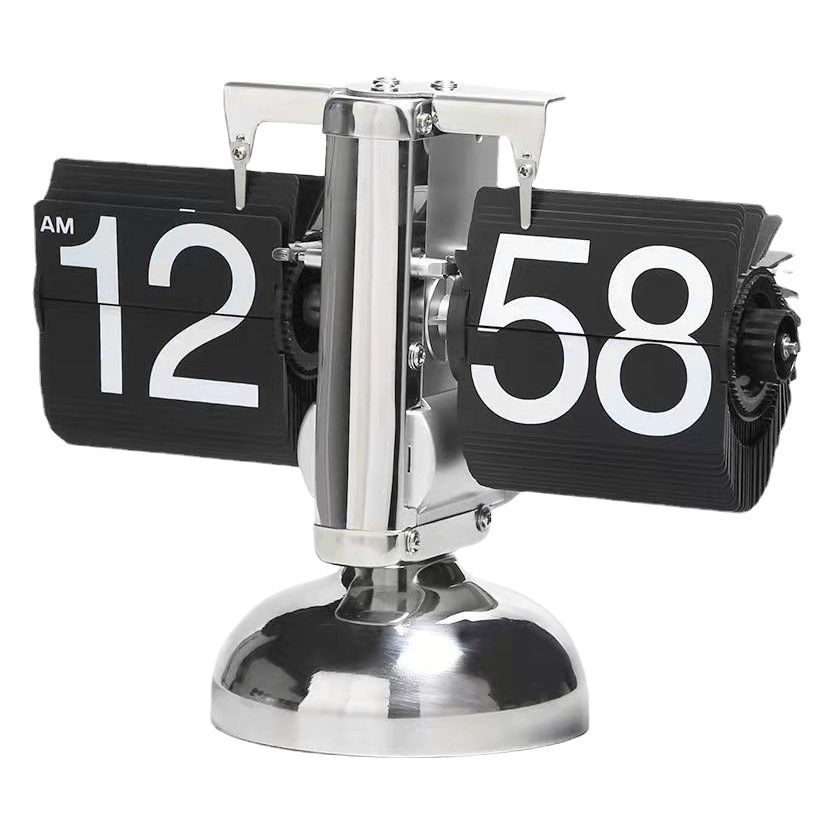Creativo automático Flip reloj retro sala de estar decoración moderna simple maravilloso grabado reloj sola pierna pequeño equilibrio Flip reloj