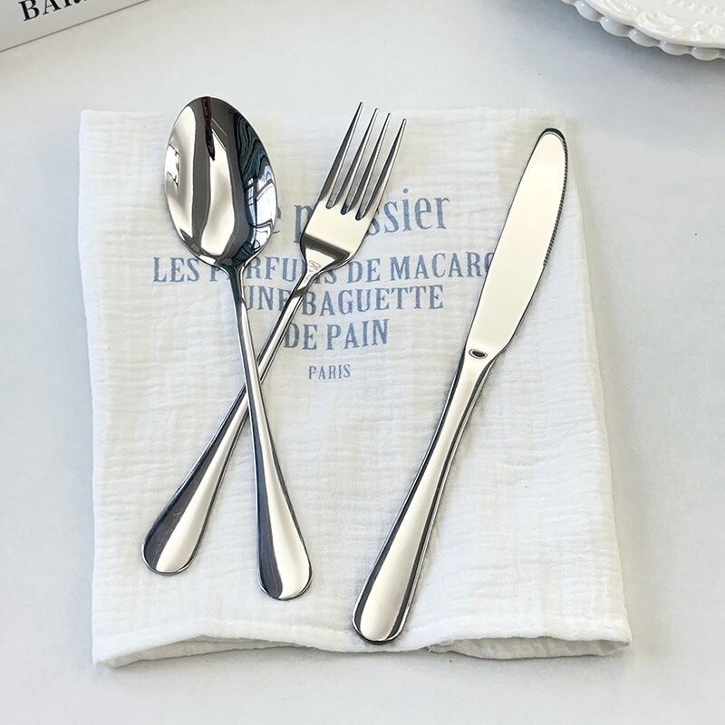 German Western-Style Knife and Fork Set for Home Use, Stainless Steel, European-Style High-End Steak Knife, Fork, and Spoon Three-Piece Set, Two-Piece Set