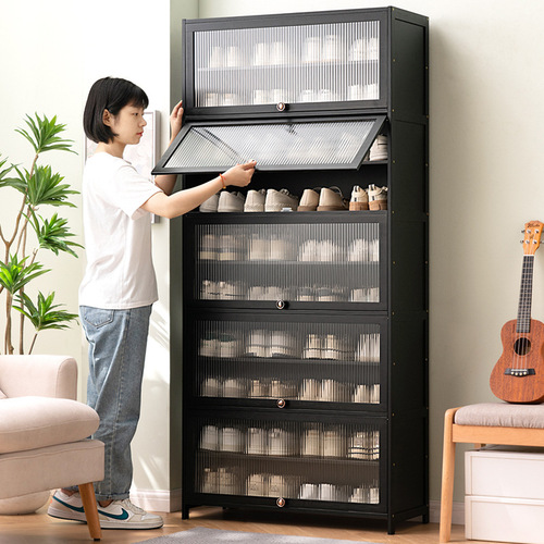 Shoe cabinet doorway household large-capacity shoe rack entry storage artifact space-saving solid wood indoor simple rental house