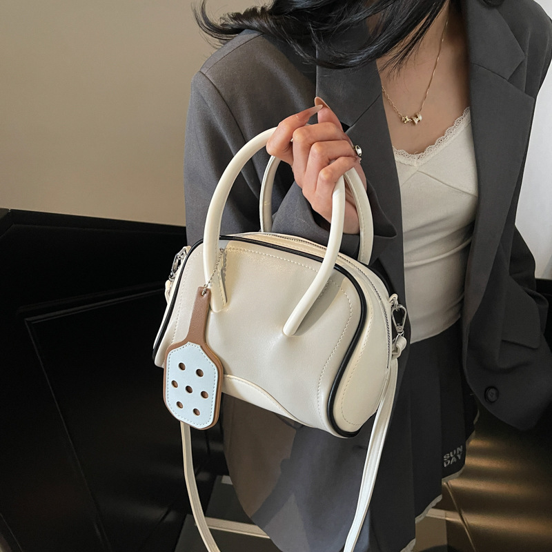 Borsa a mano casual da donna in stile baseball, elegante borsa a tracolla con blocchi di colore, versatile borsa estiva da pendolare_voghion.com