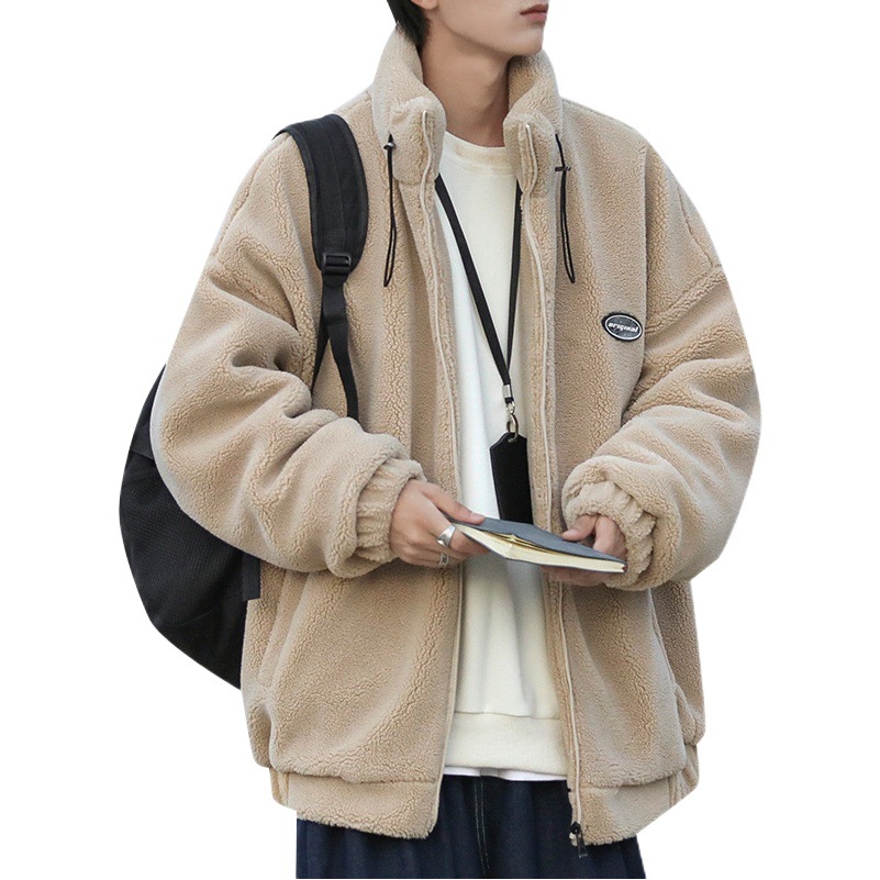 Abrigo de algodón acolchado cityboy de estilo japonés para hombres de invierno forrado de lana de cordero de estilo coreano engrosado abrigo suelto de moda collar de pie abrigo de algodón acolchado