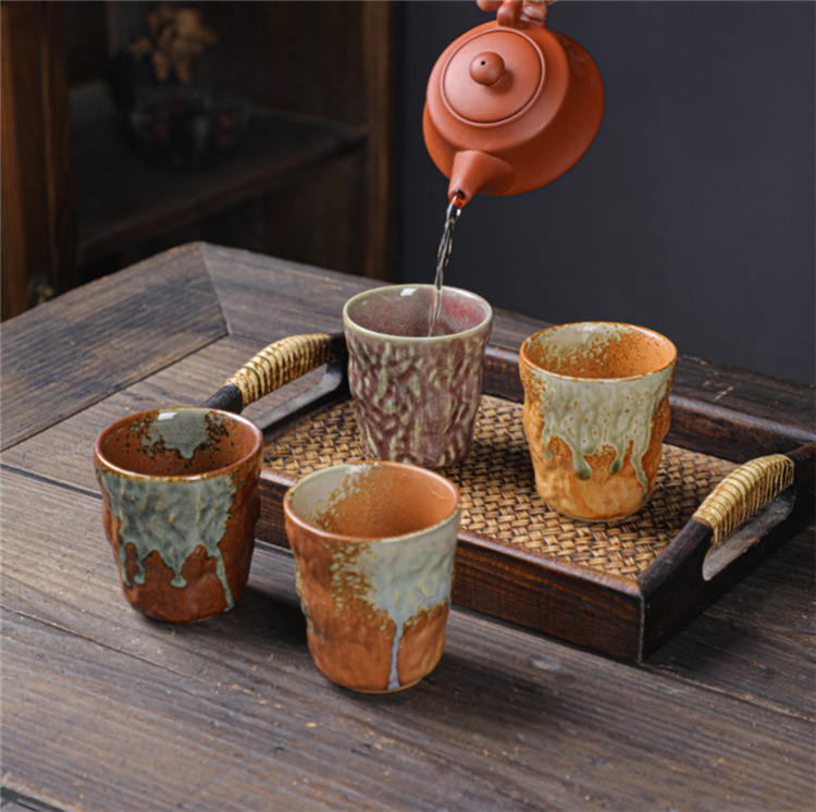 Japanese Style Ceramic Tea Bowl Coarse Pottery Retro Master Cup_voghion.com
