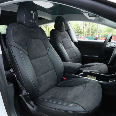 Cross-Border Exclusive Supply for Tesla's New Version Model3/Y Car Seat Cushion Tesla Leather Seat Cover (Modelə uyğun (Original) oturacaq örtükləri) - hong-kong-versionoverseasright-hand-drive-suede-embroidered-standard-version-exclusively-for-tesla-hong-kong-versionoverseasright-hand-drive
