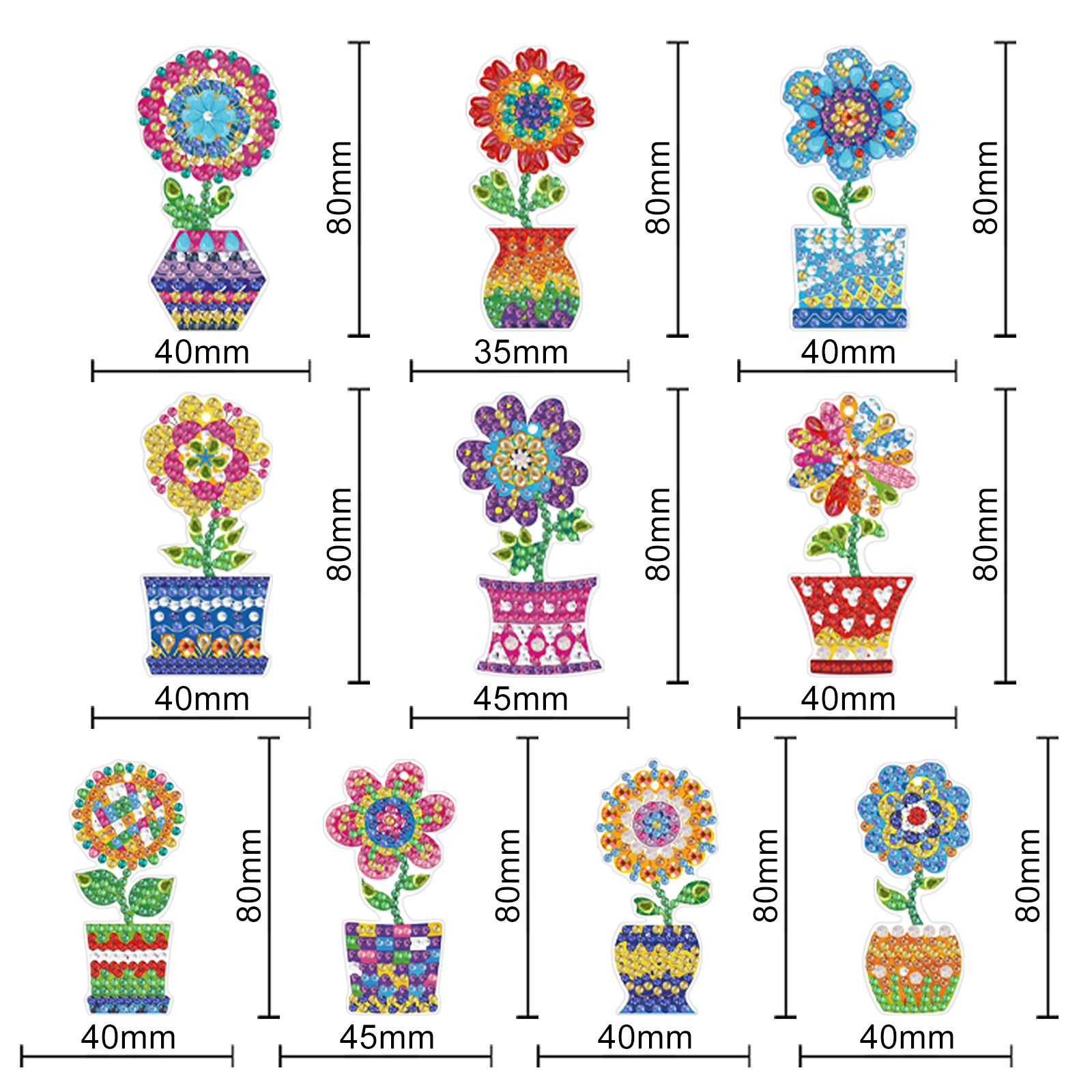 Pintura de diamante alrededor de la primavera nueva pintura de diamante DIY marcadores de flores creativas en maceta colgante