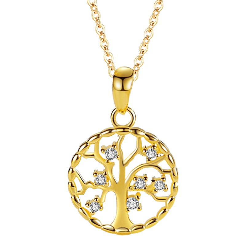 Europea y americana hueco vida árbol collar plata esterlina s925 joyería de plata pastoral estilo transfronterizo popular sabiduría árbol