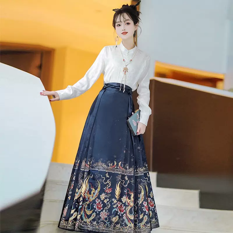 秋季明制改良汉服日常通勤汉服马面裙套装中式国风订婚敬酒服