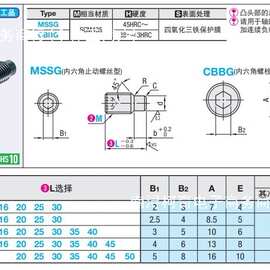 凸头内六角止动螺丝MSSG8/10-16/20/25/30/35/40/45/50