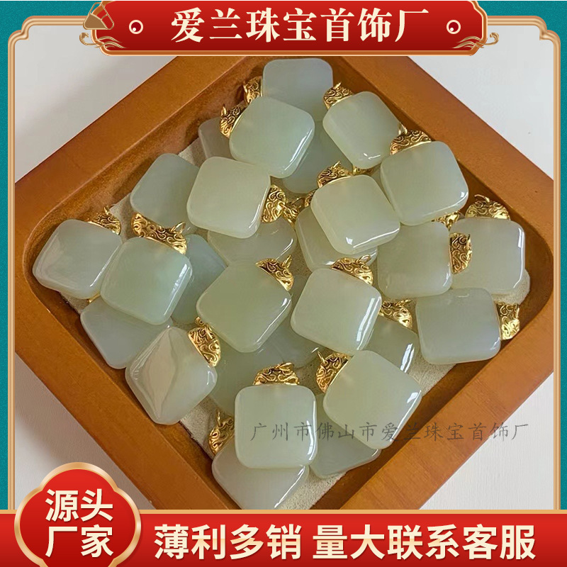 S925 고대 실버 인레이 천연 헤티안 옥 NOTHING HAPPENED 브랜드 펜던트 새로운 중국 스타일 NOTHING HAPPENED 브랜드 목걸이 여성용