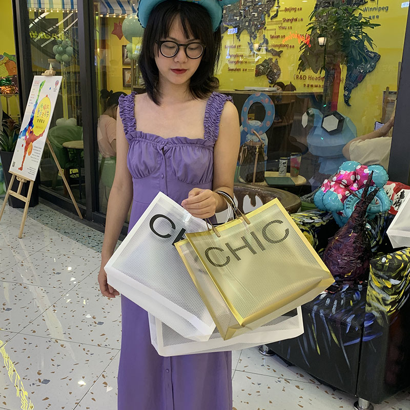 Red tienda de ropa ropa de belleza tienda de belleza transparente ropa de mano bolsa de compras bolsa de regalo personalizada