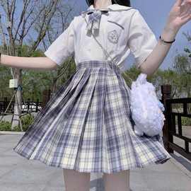 日系jk格子裙中牌学生夏jk制服全套正版正统温柔一刀水手服百褶裙