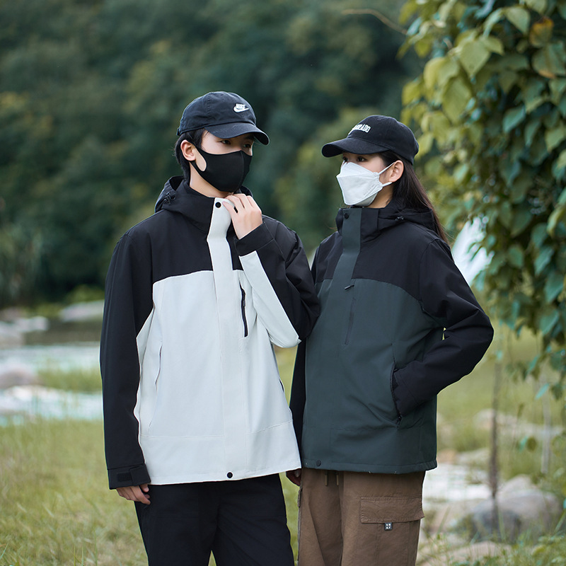 冲锋衣三合一可拆卸情侣户外旅行防风防水登山服男女同款山系潮牌|undefined